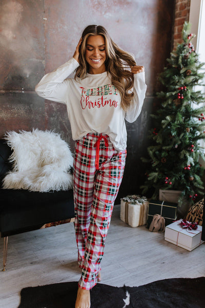 Merry Christmas Plaid Pajama Set