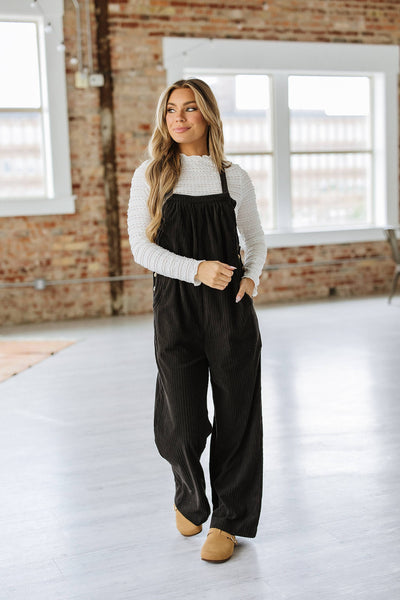 Black Corduroy Overalls