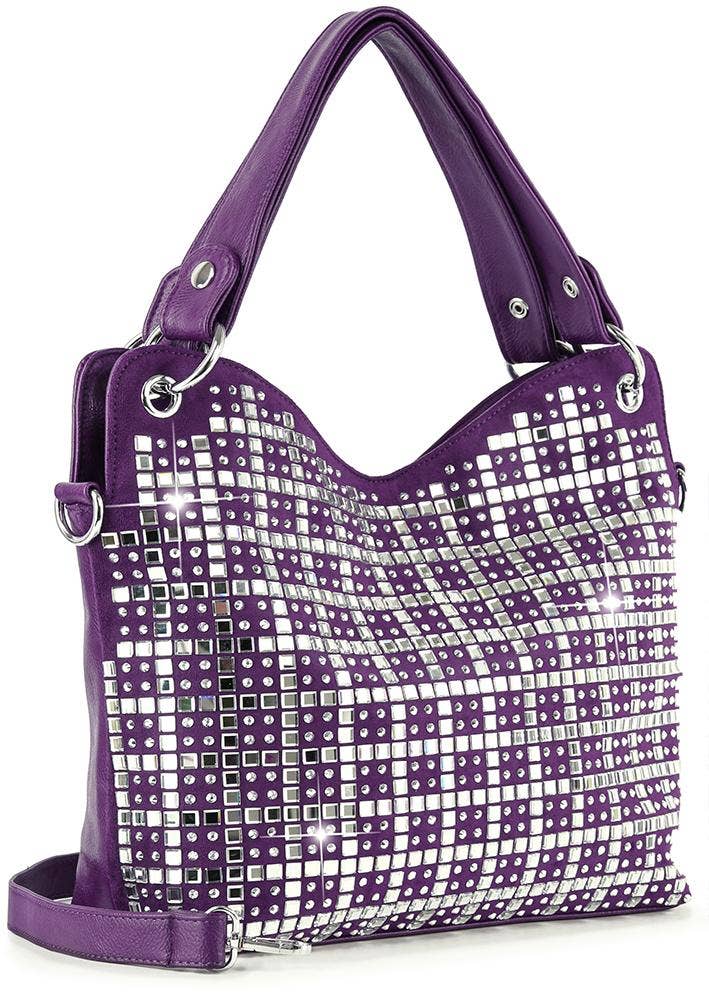 Purple Rhinestone Design Handbag