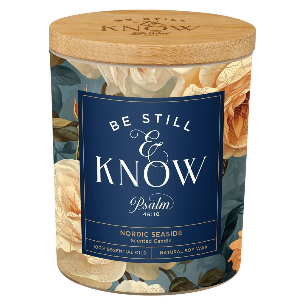 Candle w/Bamboo Lid Yellow Rose Be Still Ps. 46:10