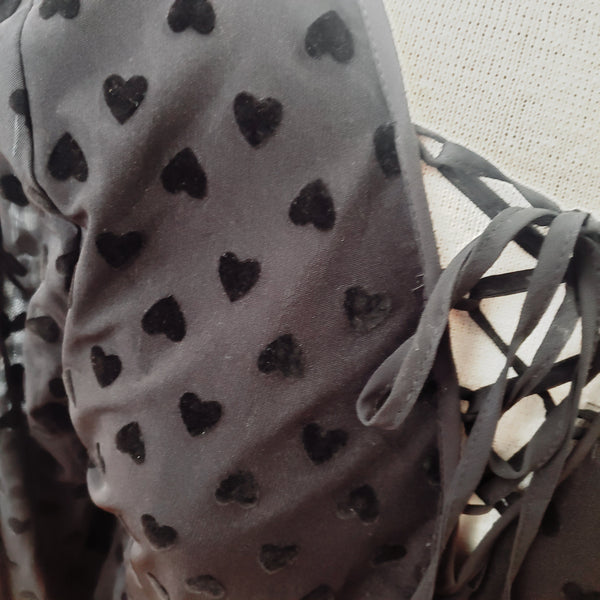 Black velvet lace up top