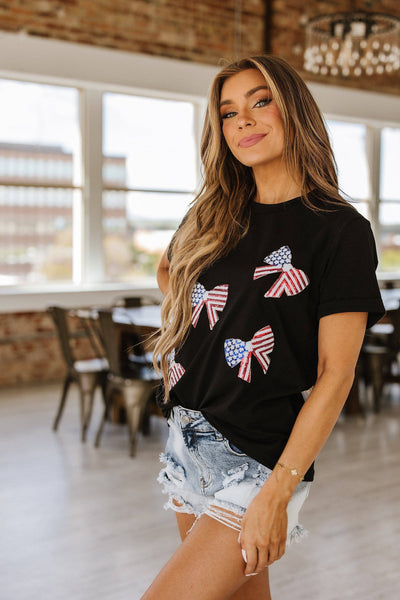 American Flag Sequin Graphic Tee