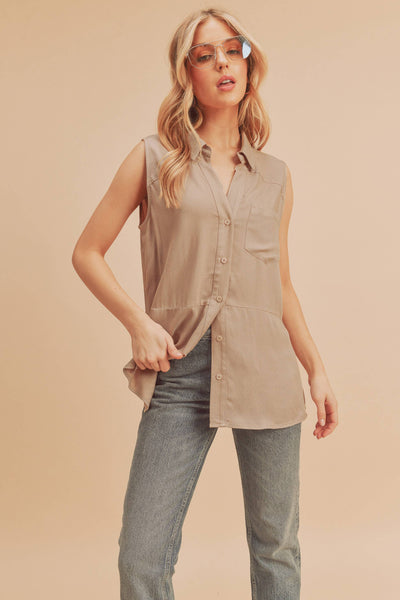 Light Brown Oat Sleeveless Top