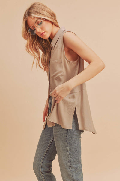 Light Brown Oat Sleeveless Top