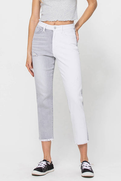 White 2 tone denim Flying Monkey jeans