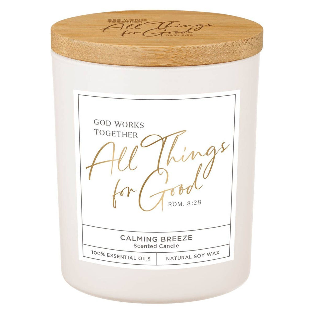 Candle Calming Breeze White God Works Rom. 8:28