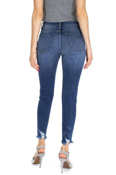 KanCan dark denim leopard patch jean