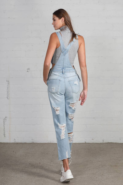 Distressed Raw Hem Insane Gene Overalls