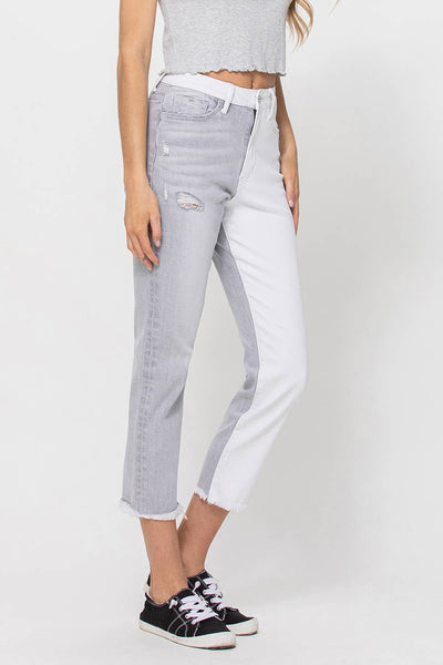 White 2 tone denim Flying Monkey jeans