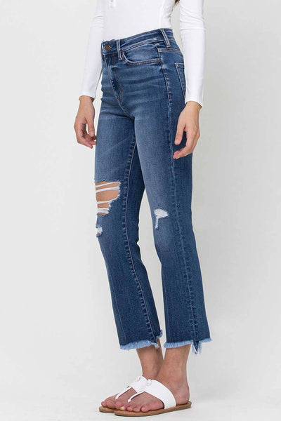 Flying Monkey Denim crop frayed distress jeans
