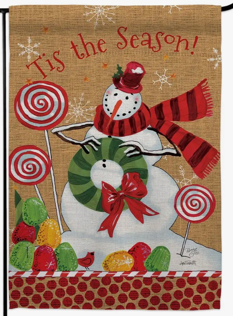 Tis the season snowman Wonderland garden Flag