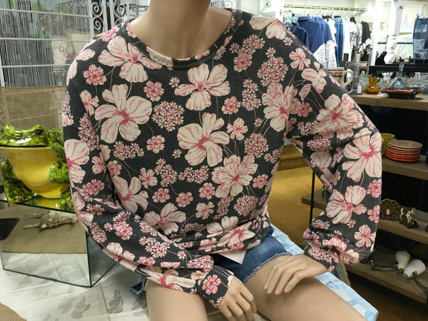 Charcoal floral print top