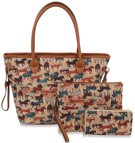 Horse Three Piece handbag Set