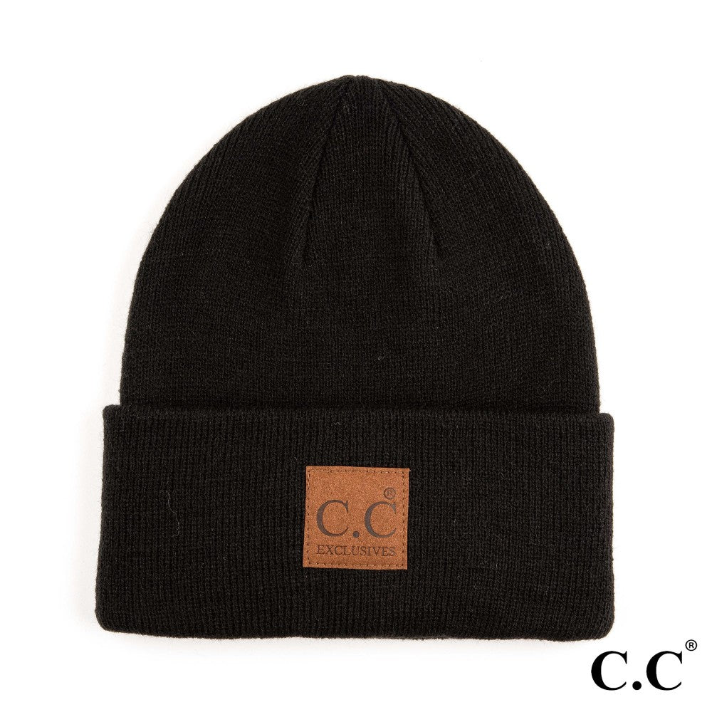 Black ribbed CC beanie