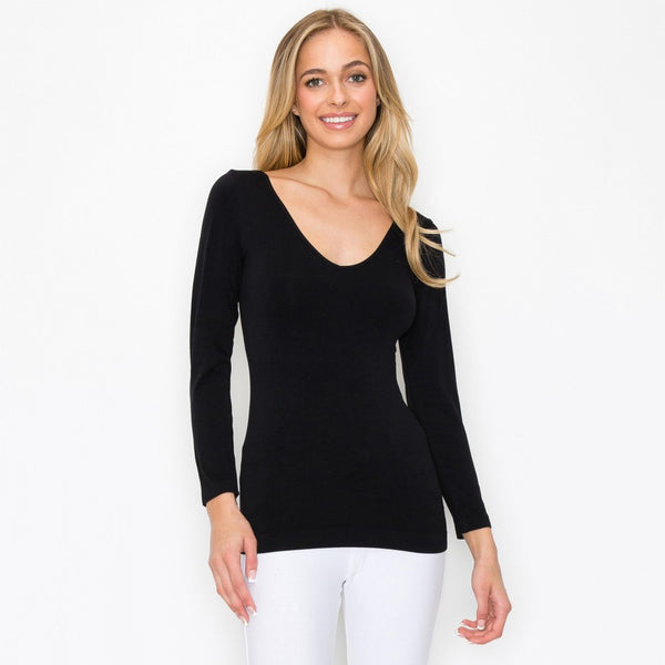 Black V-neck compression top
