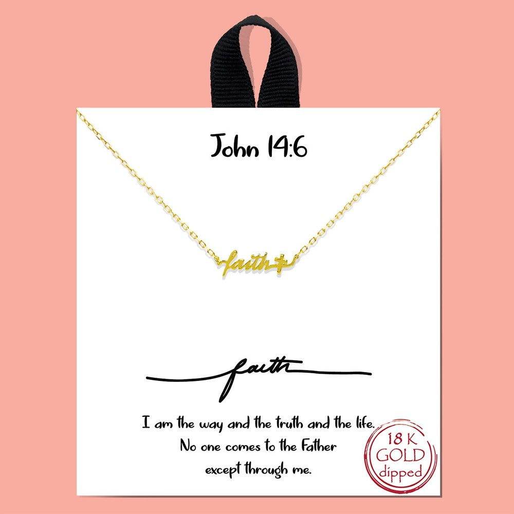Faith gold script necklace