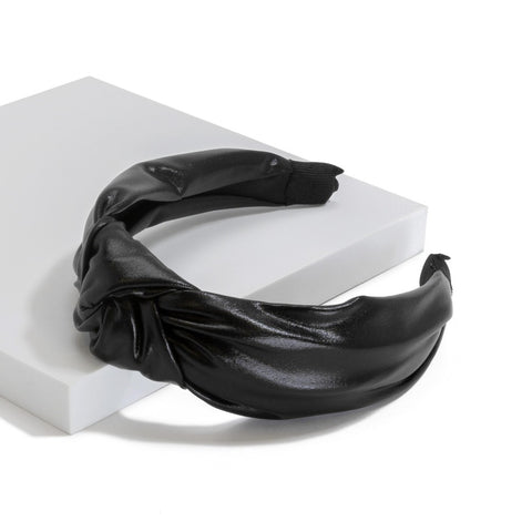 Black faux leather headband