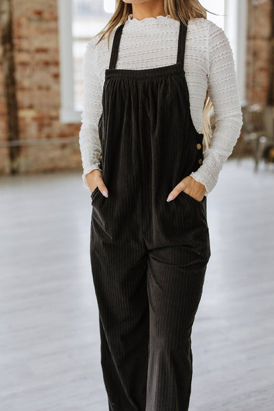 Black Corduroy Overalls