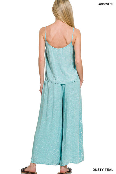 Dusty teal Crinkle Washed Cami & Pants 2 Piece Set