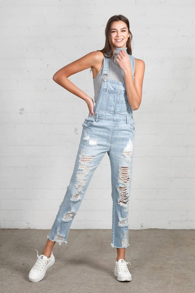 Distressed Raw Hem Insane Gene Overalls