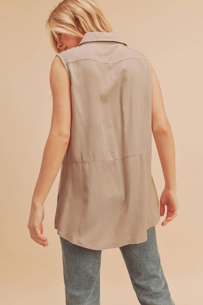 Light Brown Oat Sleeveless Top