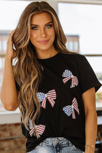 American Flag Sequin Graphic Tee