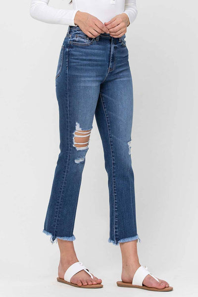 Flying Monkey Denim crop frayed distress jeans