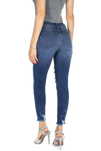 KanCan dark denim leopard patch jean
