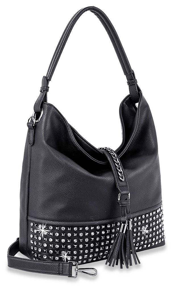 Black Studded Large Handbag