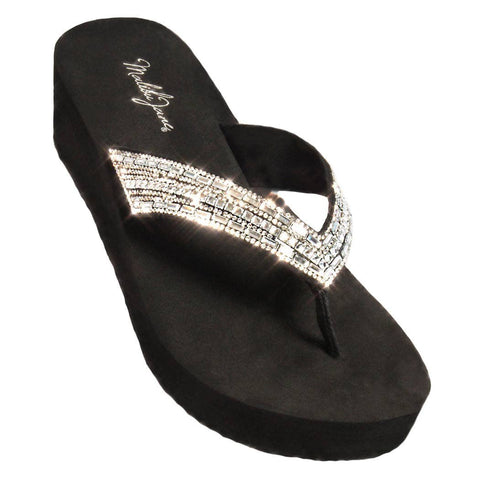 Comet Black wedge flip flop sandals