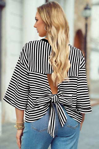 Black Stripe Cutout Back Top