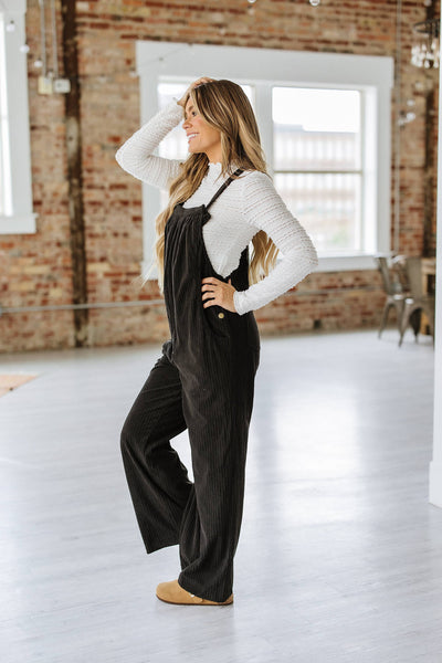 Black Corduroy Overalls