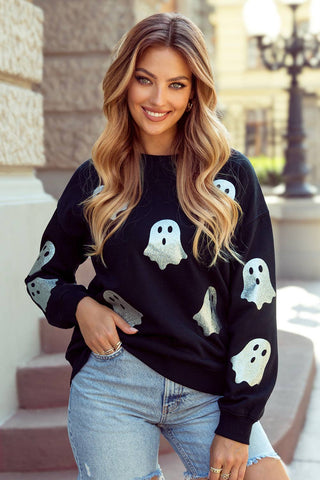 Glitter Ghost Halloween Sweatshirt