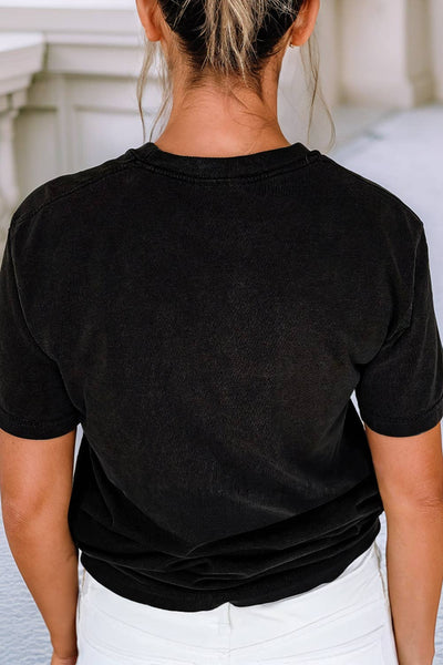 Black Floral Print T Shirt