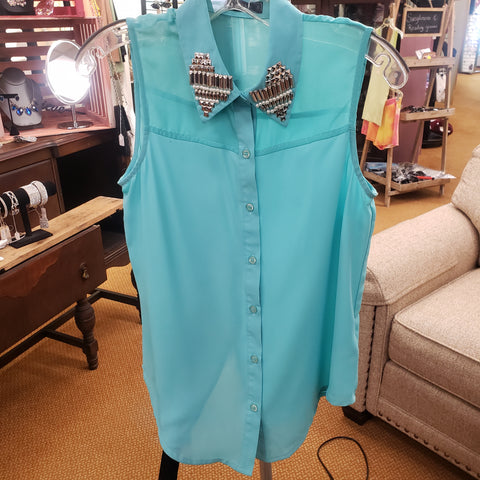 Mint Silver Stud Top small only