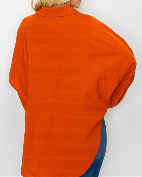 Rust Oversized textured button shirt