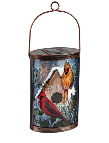 Cardinal couple Birdhouse solar lantern