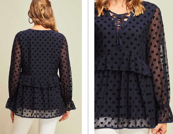 Black velvet lace up top