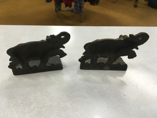 Metal Elephant bookends heavy preowned
