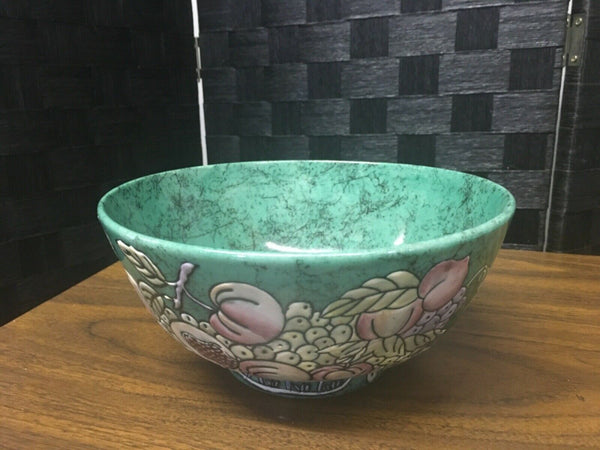 Jade green floral fruit Decorator bowl Nora Fenton Design like Preowned