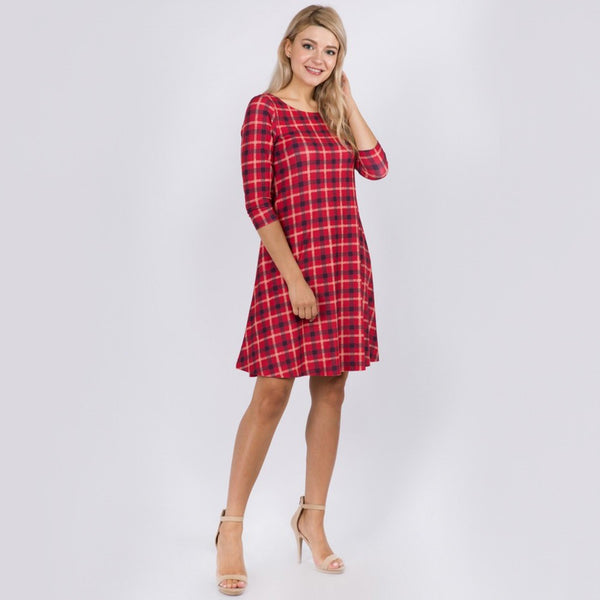 Red plaid dress