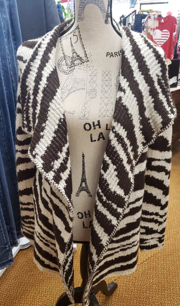 Brown zebra print cardigan jacket
