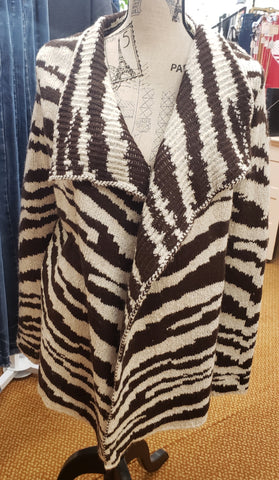 Brown zebra print cardigan jacket