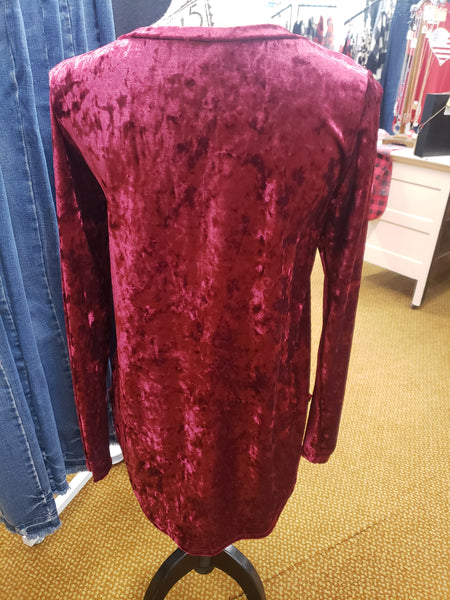 Burgundy velvet sequin pocket top