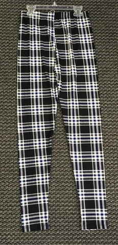 Checker print blue black leggings