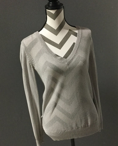 Silver V Neck mesh Sweater