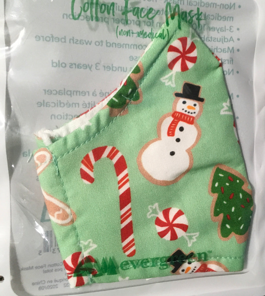 Green snowman Kids face cover mask