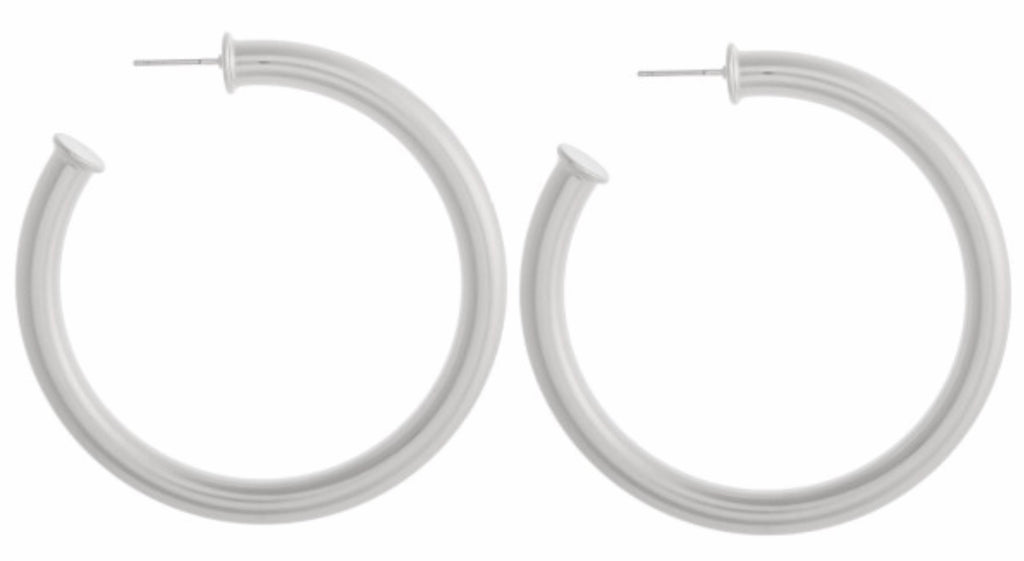 Silver hoop earring