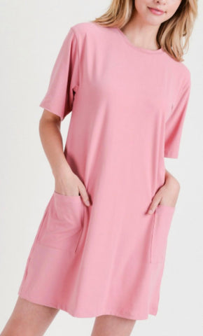Dusty rose pink T shirt dress