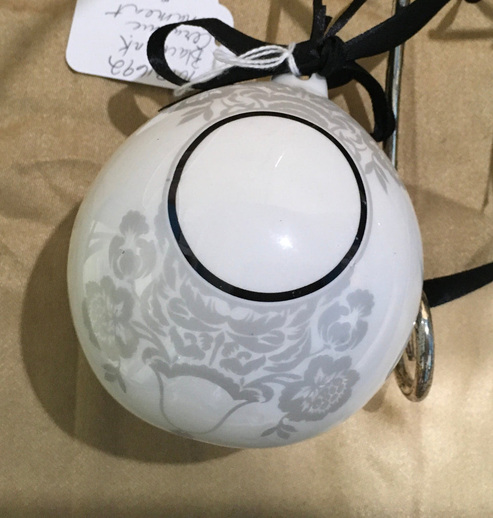 Elegant black ink add initial or photo spot ceramic ornament